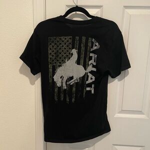 ARIAT - Short Sleeve T-Shirt - Men’s Small - Black - Bronco/Flag Graphic